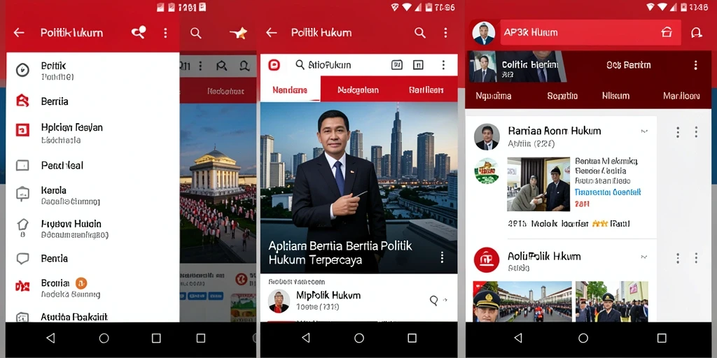Antarmuka aplikasi API36 dengan berita politik dan hukum terbaru.